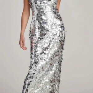 12th Tribe Silver Sequin Slip Midi Dress - NWT - XS